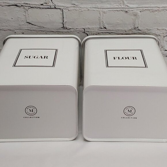 MARTHA STEWART WHITE ENAMEL CANISTER TWO PIECE SET - Picture 7 of 16